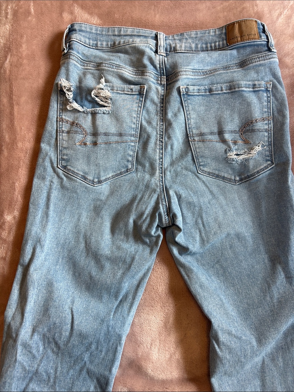 American Eagle Outfitters Light Blue Distressed Flare Jeans - Picture 4 of 5